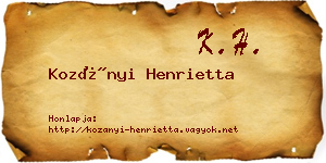 Kozányi Henrietta névjegykártya